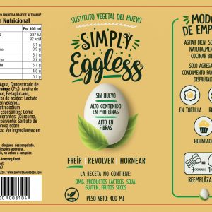 Etiqueta Simply eggless alternativa vegana al huevo Vegacelona Tienda vegana online
