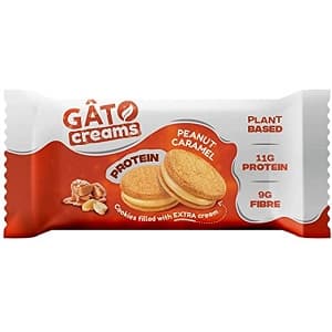 Galletas altas en proteina rellenas de caramelo cacahuete - Gato - Vegacelona tienda vegana online